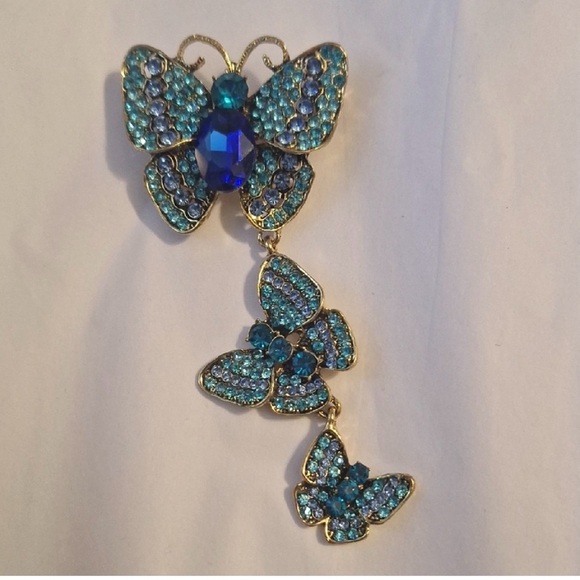 Jewelry - Blue and Gold Butterfly Brooch